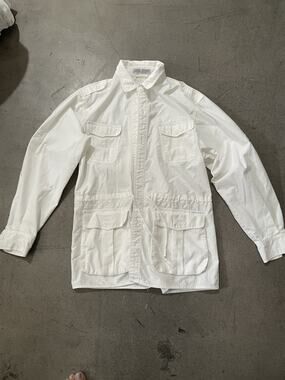 SERGIO VALENTE Men's White Long Sleeve Button-Up Shirt Pockets Polyester Cotton